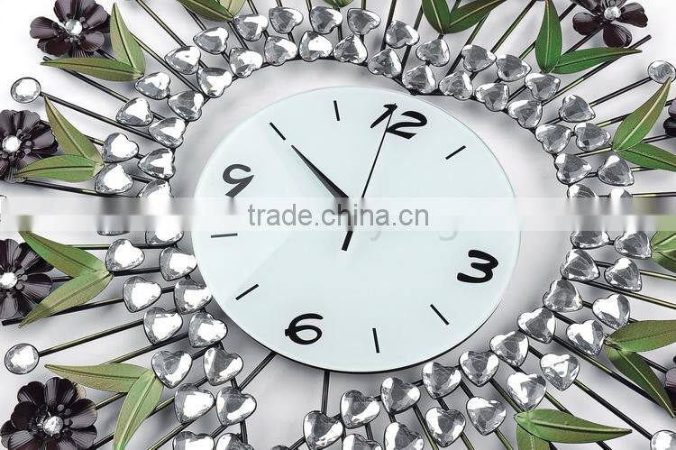 Red flower metal heart wall digital clock