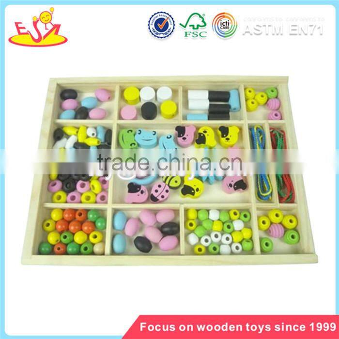 Wholesale diy creative wooden beads box toy high quality kids wooden beads box toy W11E012