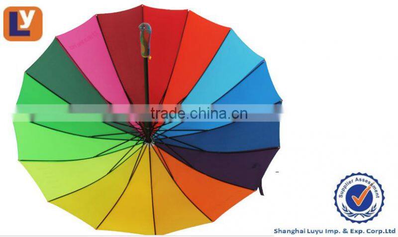 27" golf rainbow 24ribs umbrella in pongee fabric umbrella to south america