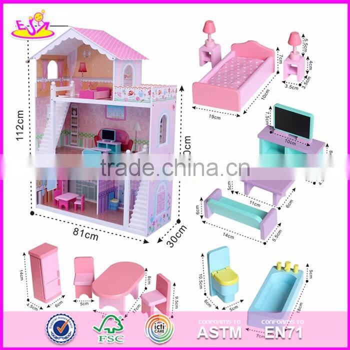 2017 Best luxurious 4 floors children wooden dollhouse kits with garage W06A238