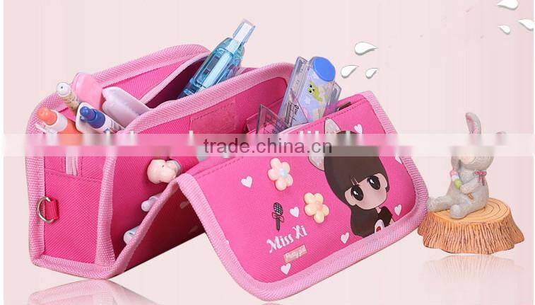 Best selling designer school pencil case with comparments for girls