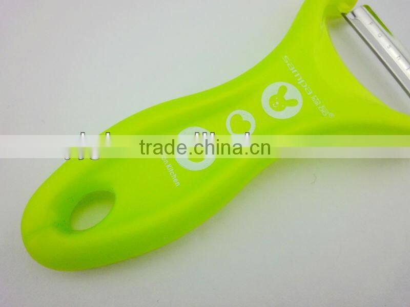 simple design min green PP handle flat blade potato peeler