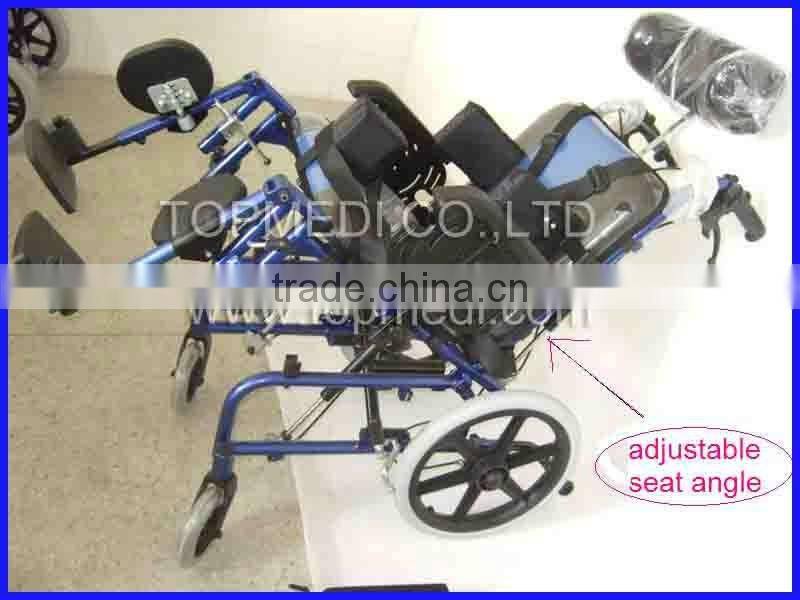RehabiAluminum chair frame high back reclining wheelchair for cerebral palsy children/ cp chair/electric power /folding/economic