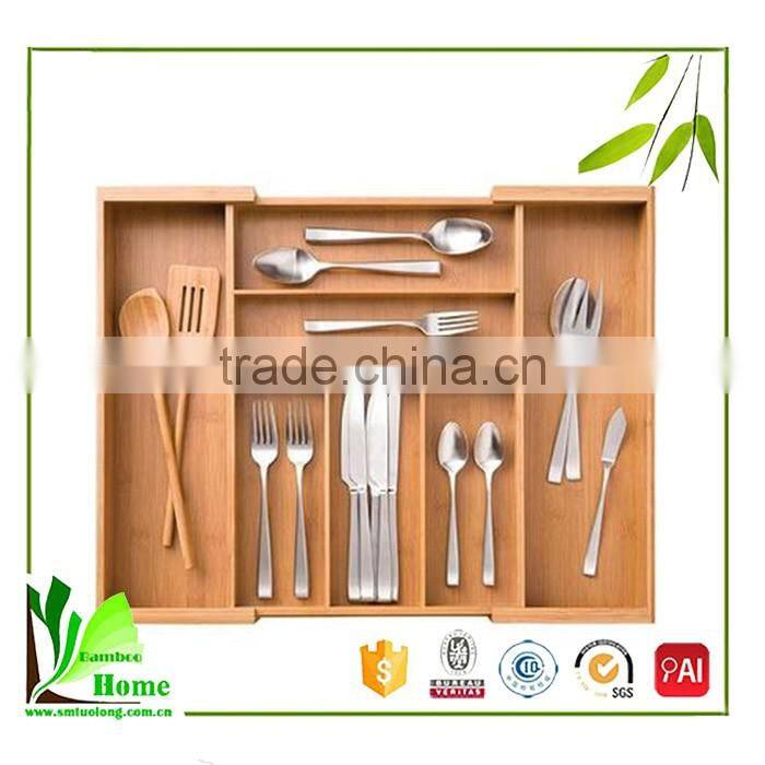 Quality-assured bamboo flatware organizer