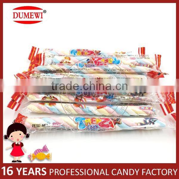 Rainbow Long Twist Marshmallow Sweet Stick Cotton Candy