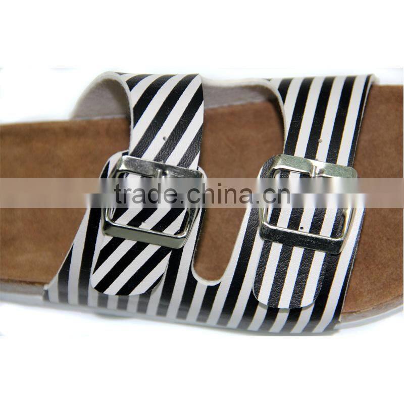 Newest 2015 Ladies Sandal Shoes with Double Strap Mule Striped