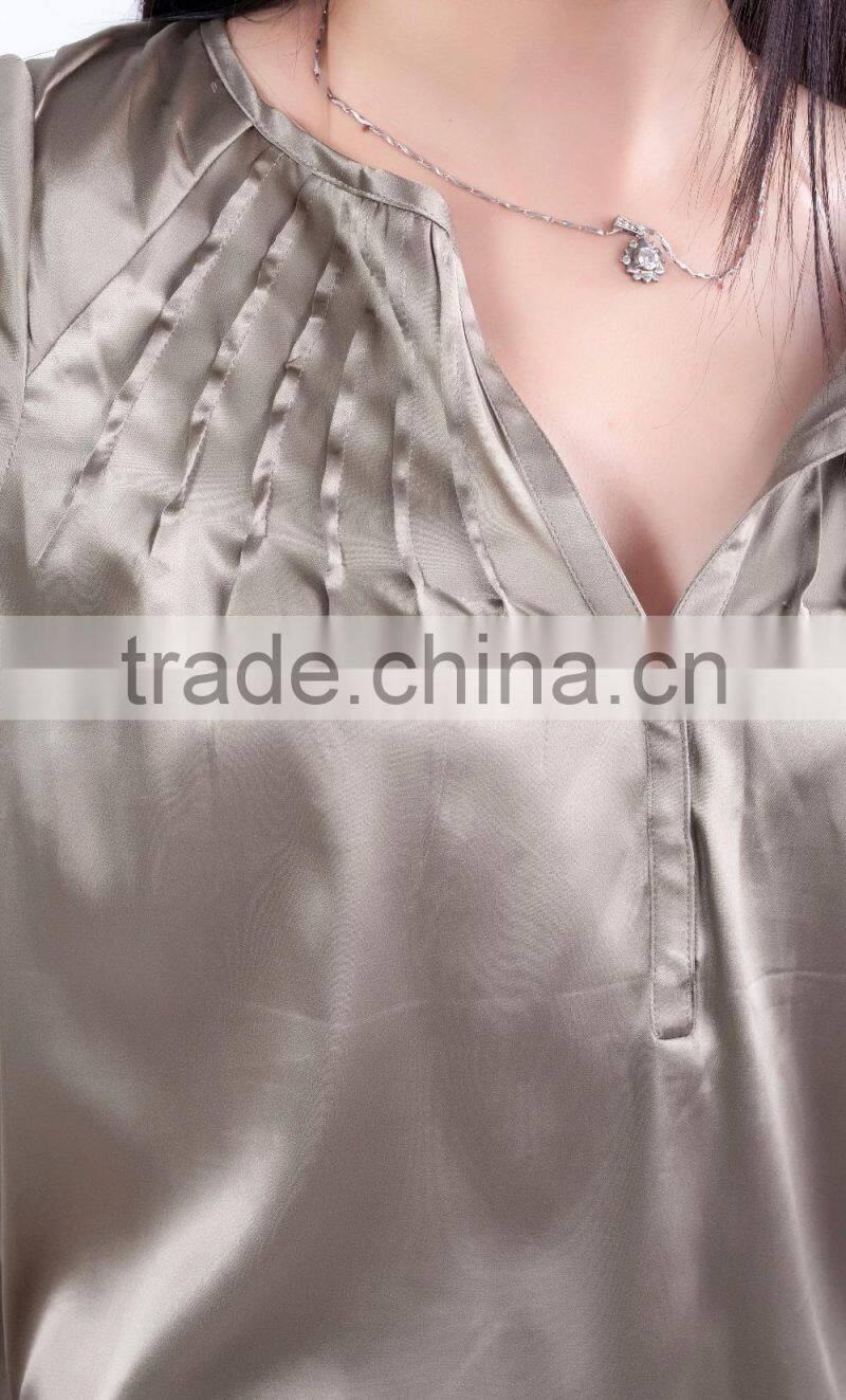 Newest silk casual blouse 2015