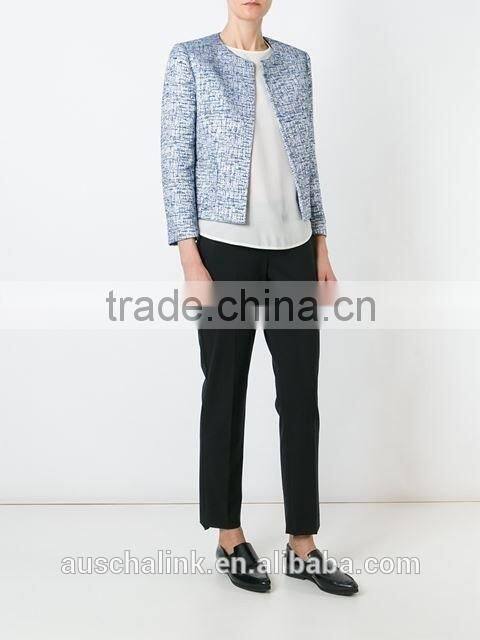 nice design outdoor ladies elegant tweed jacket low price