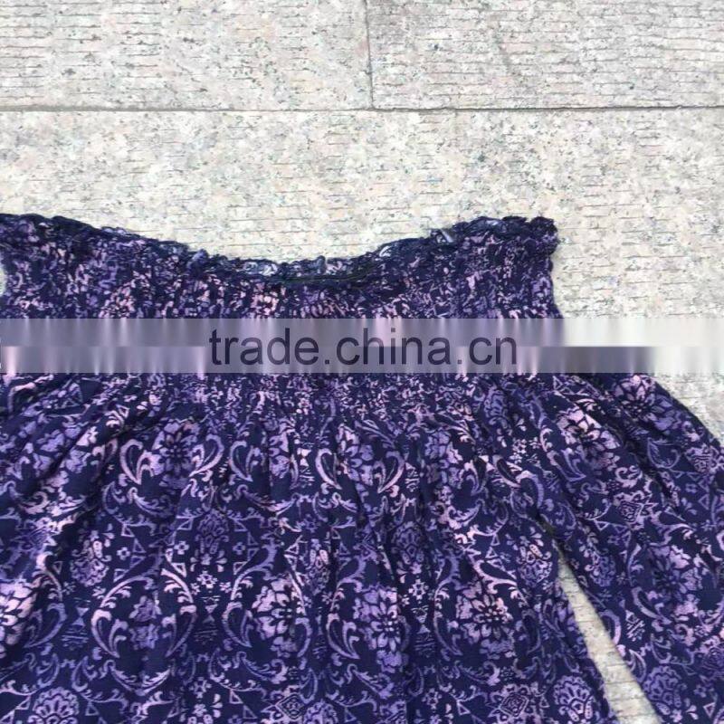 women leftover stock fashion long sleeve boat neck full print t -shirt