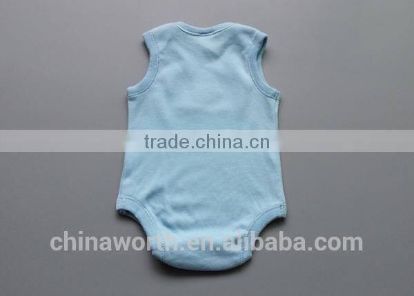 2015 factory priice embroidered sleeveless baby bodysuits wholesale
