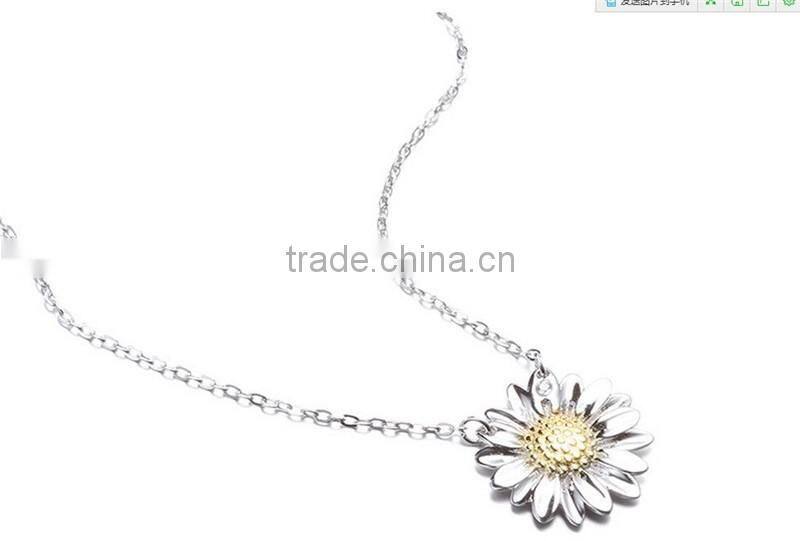 925 sterling silver Fashion Jewelry sunflower Charm Pendant Necklace