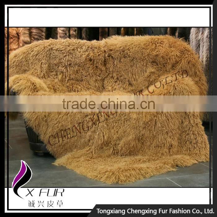 CX-D-23D Home Customize Design Genuine Mongolian Lamb Fur Blanket