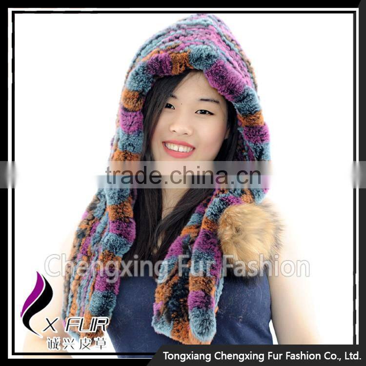 CX-C-242F 2016 New Women Warm Rex Rabbit Fur Knitting Hat