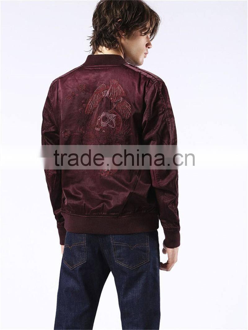 MGOO 2017 New Style Custom Nylon Fashion Jackets Front And Back Embroidery YKK Zippers Bomber Coat