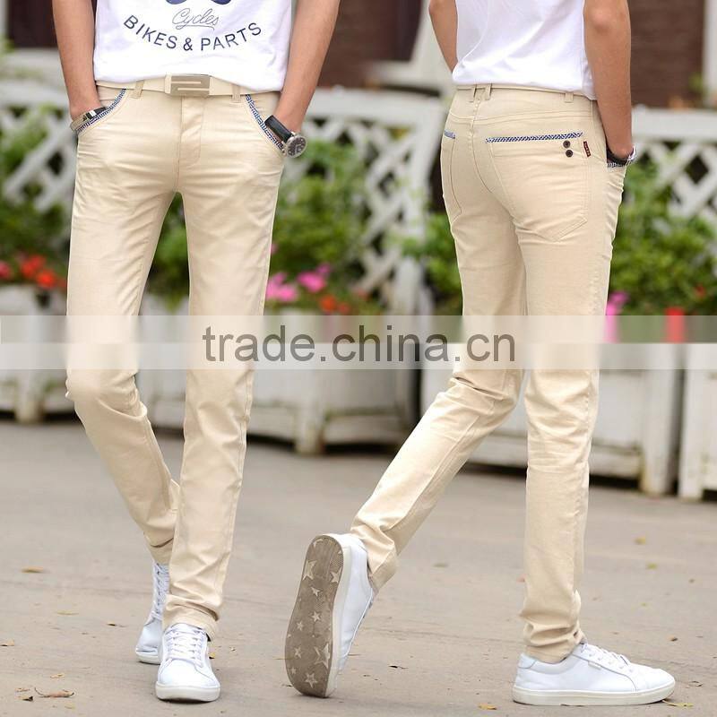 Fashion men's casual trousers solid color Slim Straight (902)