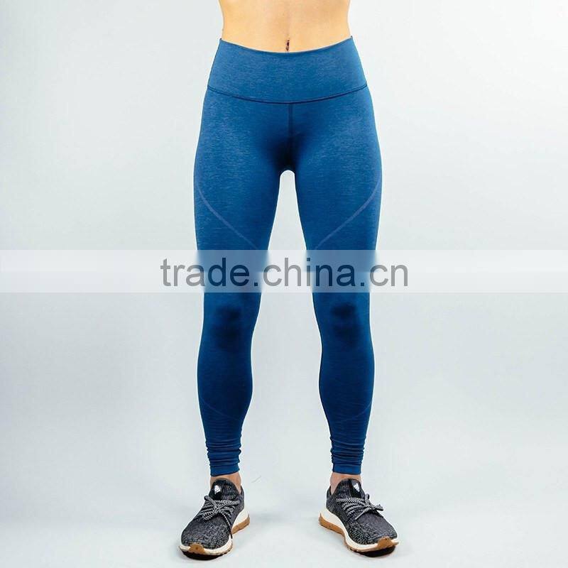 2017 new arrival yoga leggings blue cotton elastane high waist leggings panel workout tights fitness leggings