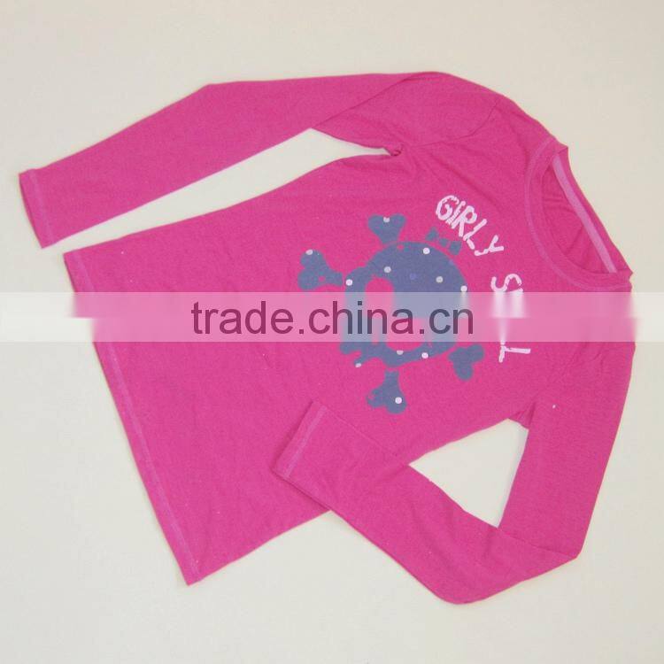 R&H Fashion pink girly skull designs with Long Sleeve funny t-shirt for Girls