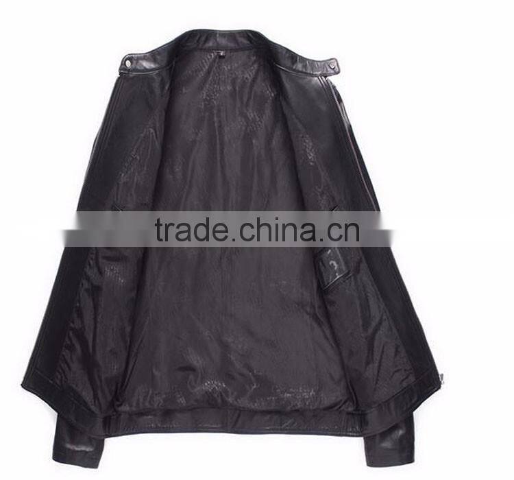 Latest fashion design black leather men winter coat fur clothing men coat