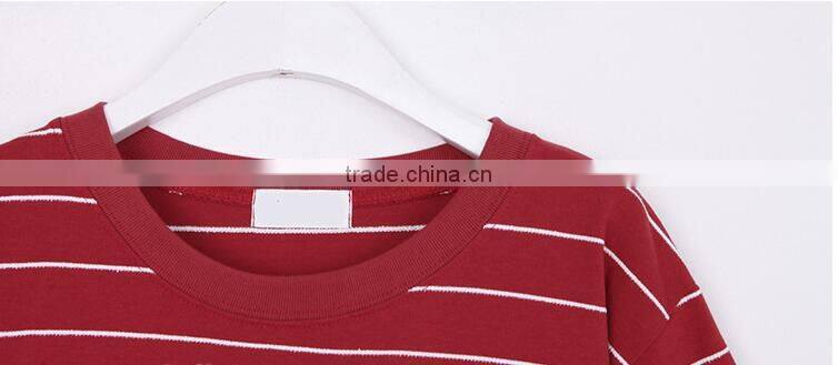 The sleeve stripe T-shirt girl summer long loose big yards