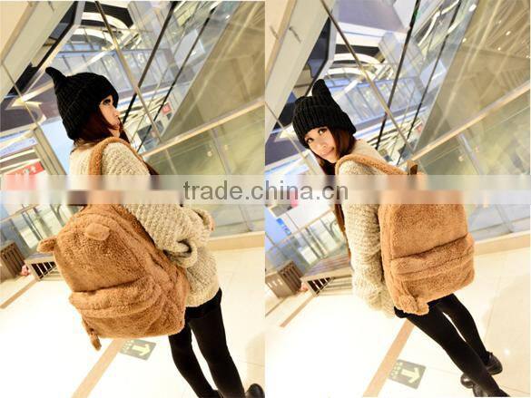 2014 Women's Young Cute Plush Bag Backpack College Campus Book Bear Backpack SV010095#
