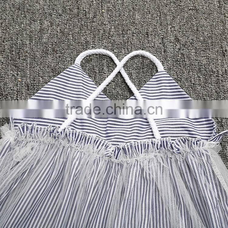 Lace Stripe Summer New Model Girl Latest Kids Party Dresses
