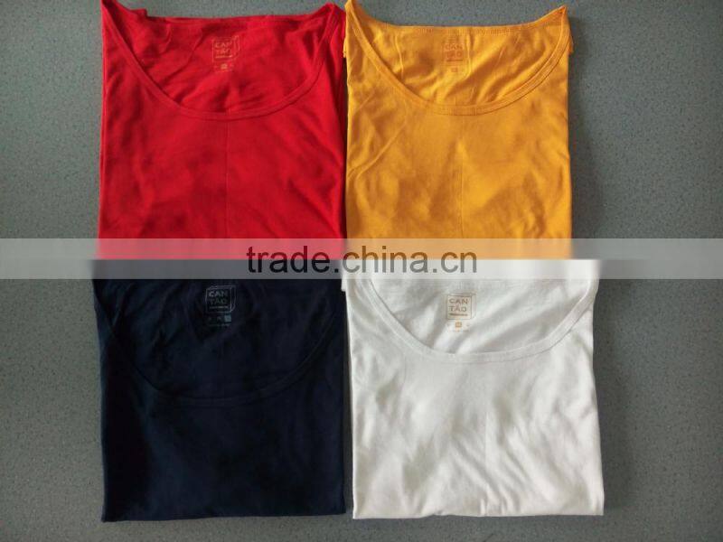 Stock Blank CVC tshirts no lable,lady t shirt for hotsale