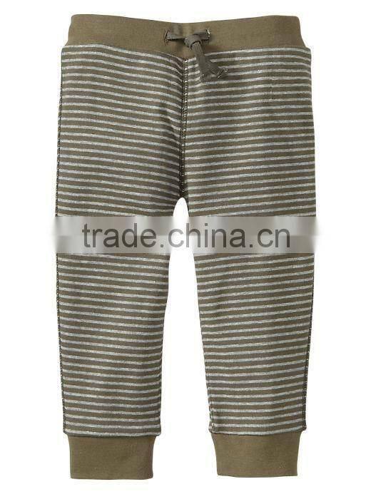BOYS COTTON STRIPED PANT WITH SOLID WAIST BAND & CUFFS
