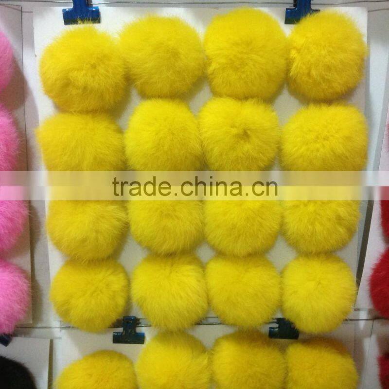 8cm Rex rabbit fur ball/pom poms keychain DIY