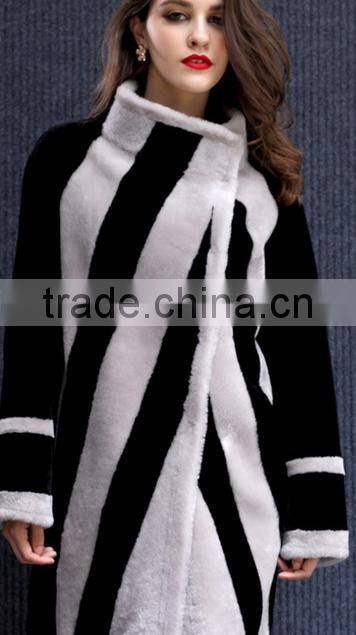 New arrival 2016 formal sheep shearing overcoat female long design fashion thermal sheep wool fur coat
