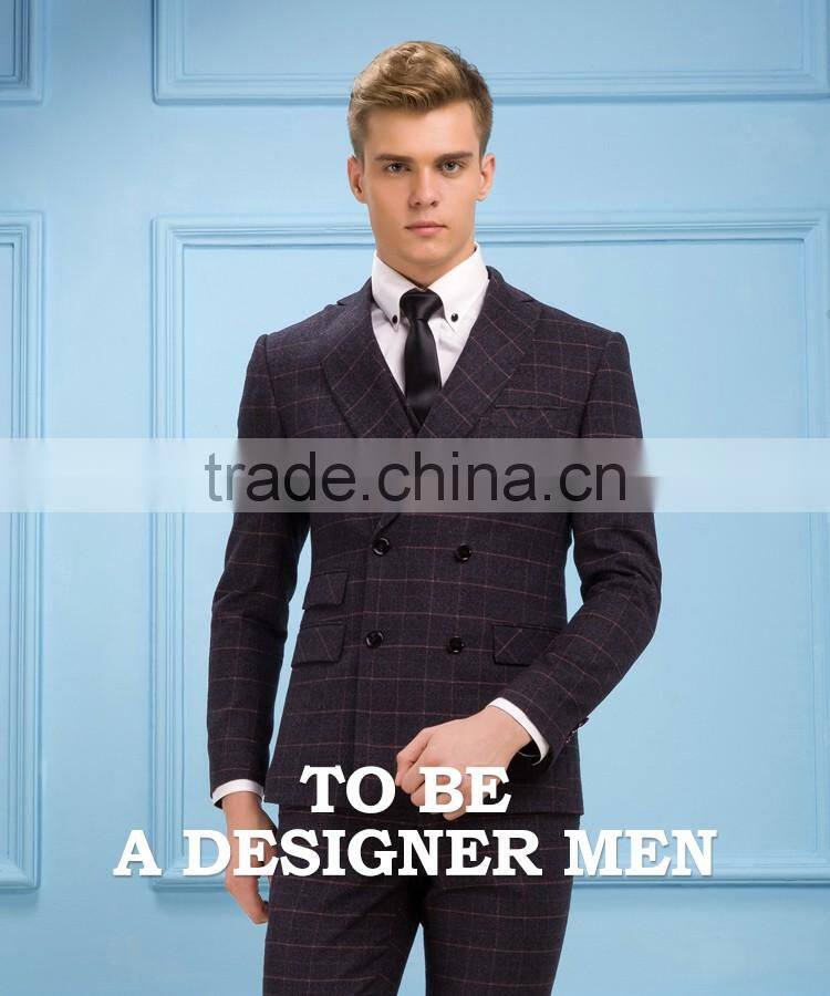 Daynoliao 2016 latest design Men's suit Plaid 3 pieces business suit for men