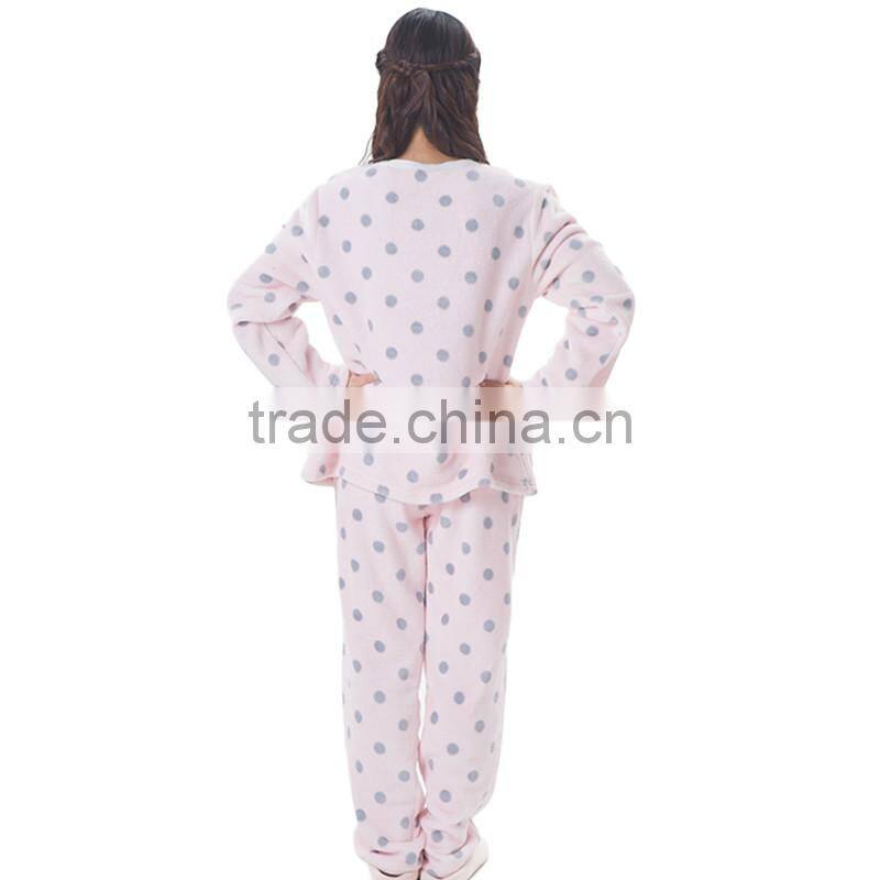 Eco-friendly soft anti-bacterial Pink Pajamas/100% Polyester Bathrobe