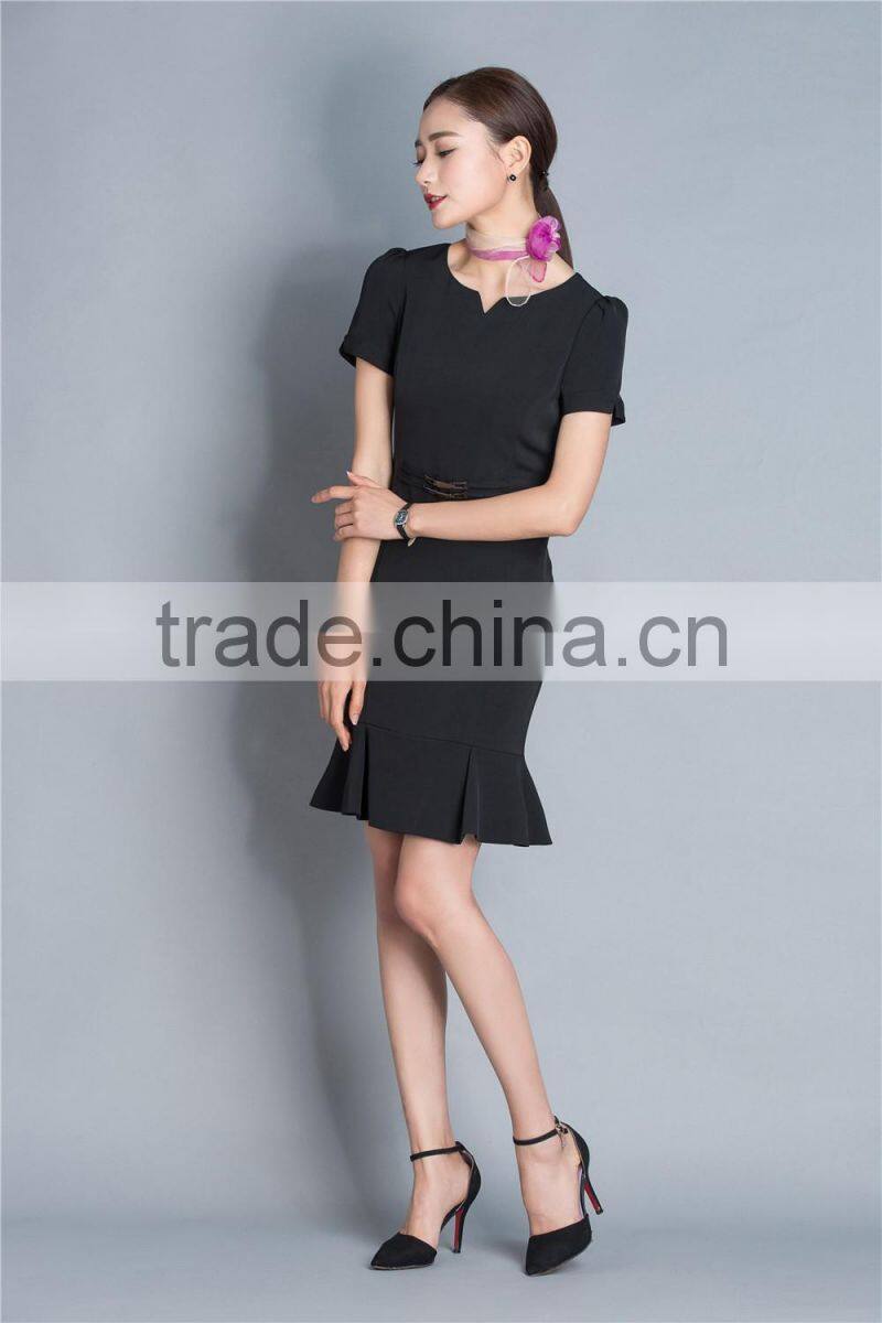 OEM Summer Pencil Elegant Airline Stewardess Uniform Fish Tail Career Dress