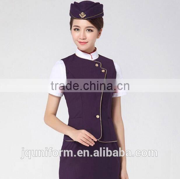 2016 Good Quality Juqian Brand Wholesale Women vest Slim Fit Airline vest suits