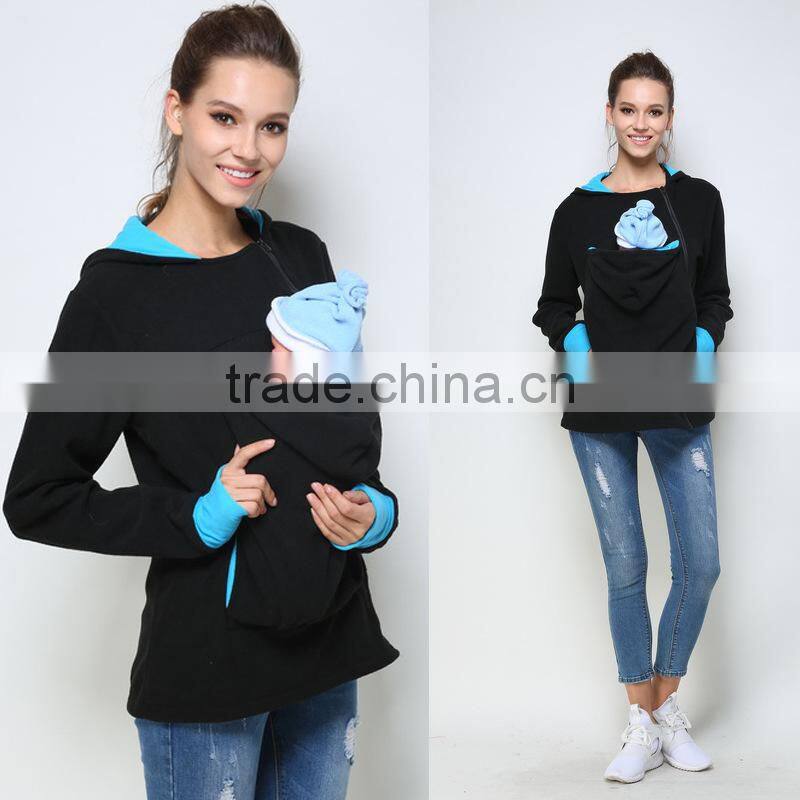 Baby Carrier Hoodie Kangaroo Warm Maternity Outerwear Coat Pregnant Zipper Coat