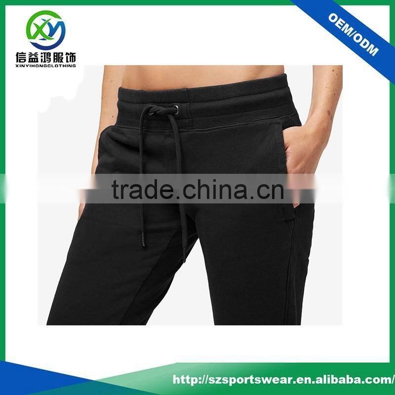Latest design custom made black color women elastic waist band jogger pants, gym pants fitness