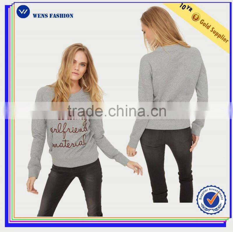 2016 wensfashion costume women leather and LightGrey long sleeved sweatshirt with hood