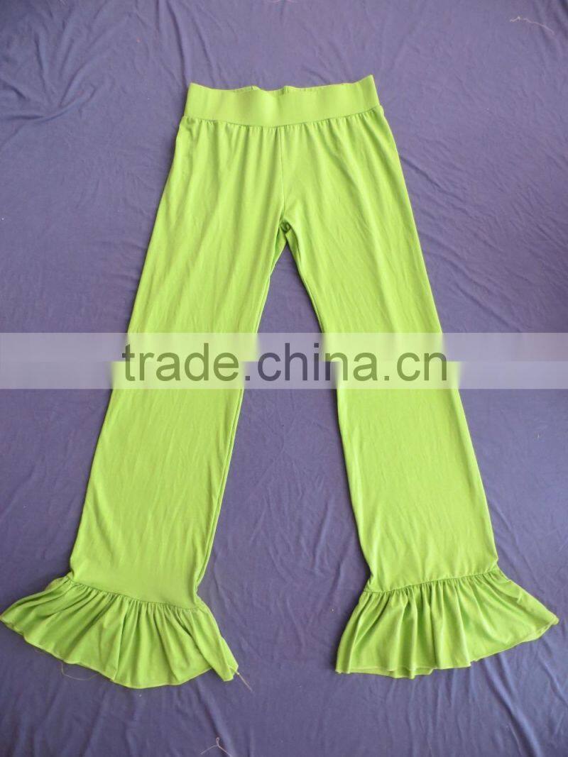 Plus women solid pants olive red orange ruffle flared wide pants palazzo long for women YW-00102