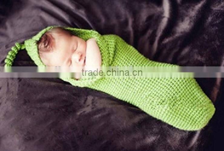 Photography prop Crochet baby swaddle cocoon baby sleeping bag knitted baby hat photo prop