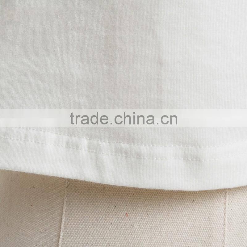 womens fashion style white blank loose classic V-neck crop tops/t shirt