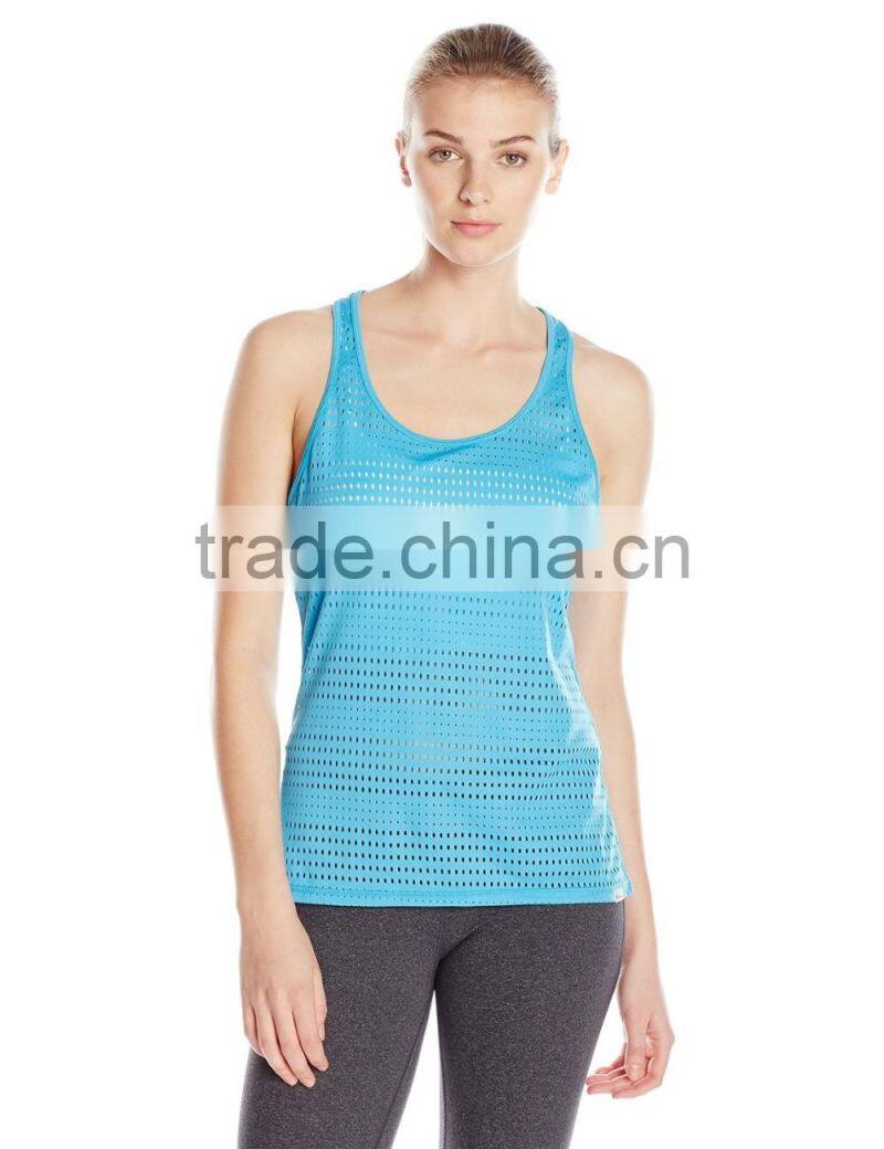 Women's Curved Hem Bright Color Mesh Tank Clothing Manufacturer
