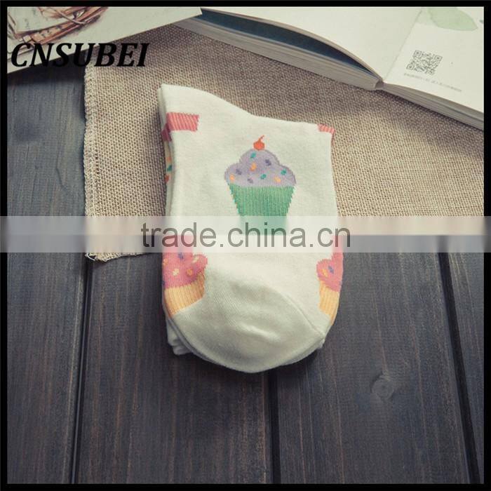 200 Needle fresh color korean cute cartoon ice cream women tube socks for young girl normal wearing