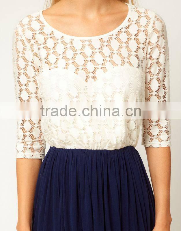 Skater Dress With Spot Lace & Mesh Skirt