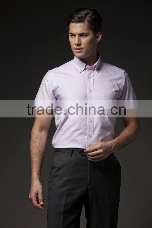 2015 mens short shirt with buttondown collar