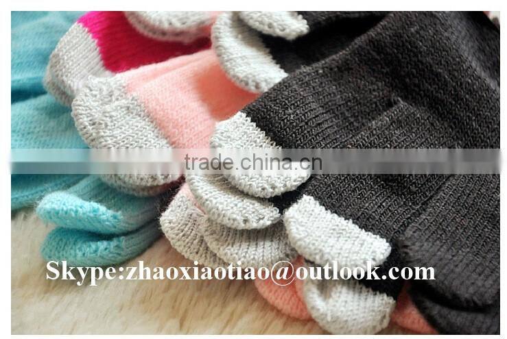 High Quality colorful Conductive Knitted Finger Touch Screen Gloves for smartphone