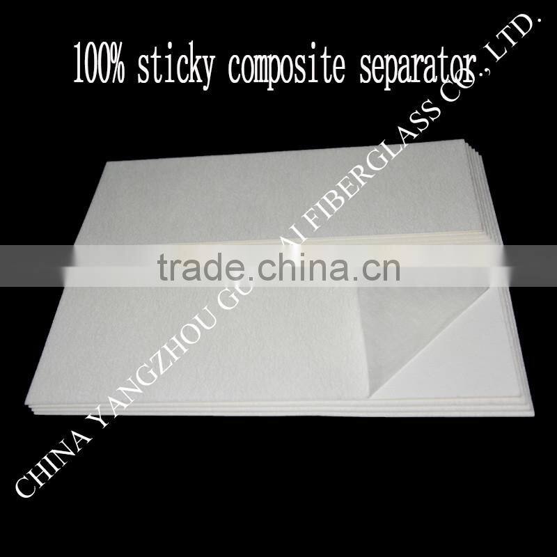 sticky composite fiberglass battery separator
