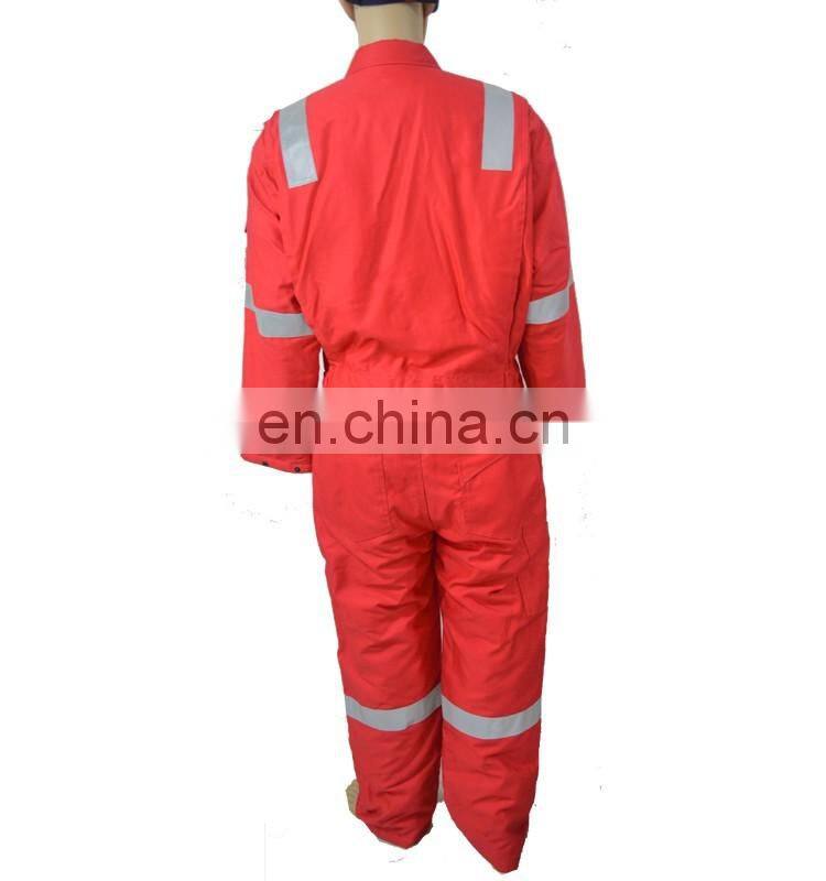 China Supplier Men's Zip Front 100 Cotton fire retardant fireproof winter coverall with reflective tapes