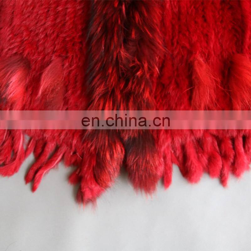 Factory direct supply genuine rabbit fur gilet with fur tassel handmade