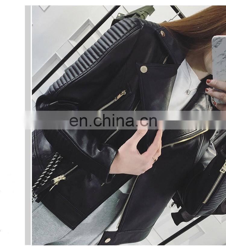 Hot Sale Slim Real Leather Coat Womens Leather Motorcycle Jacket