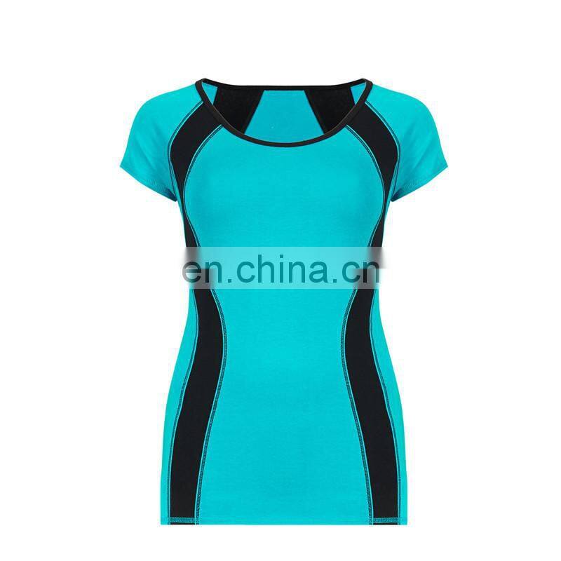 2015 blue and black plain womens wear hot sale promotional t-shirt 100 cotton t shirt