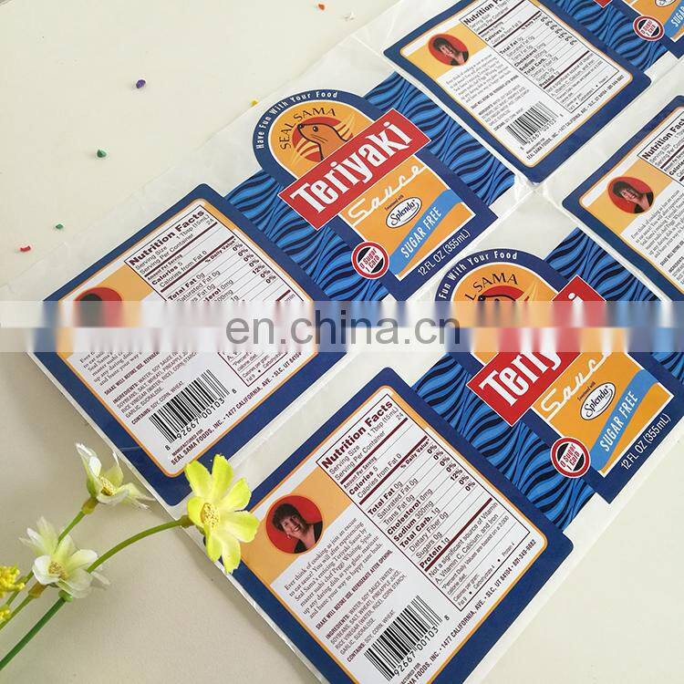 Hot sale PVC food sticker custom shape waterproof sticker with logo printed for sauce bottle